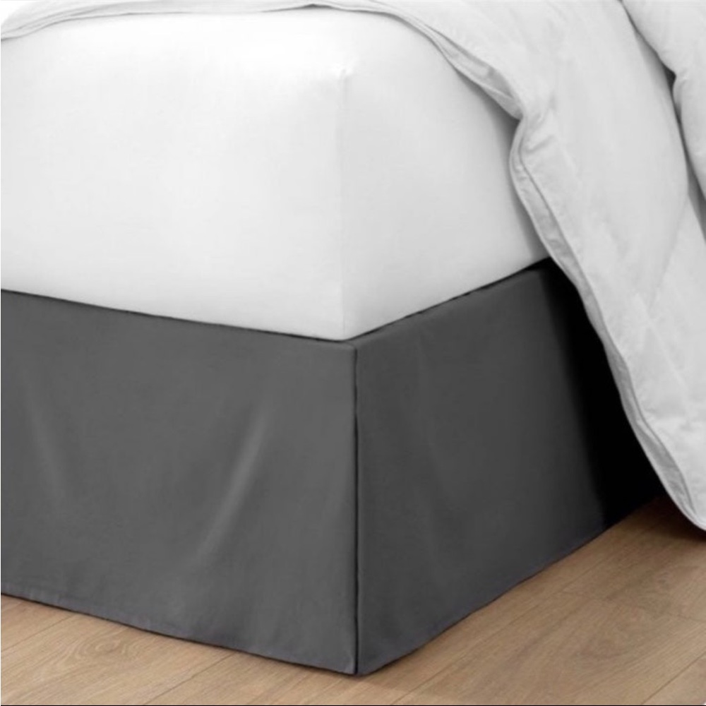 New Tailored 15 inch Microfiber Grey Full Bed Skirt by Bare Home